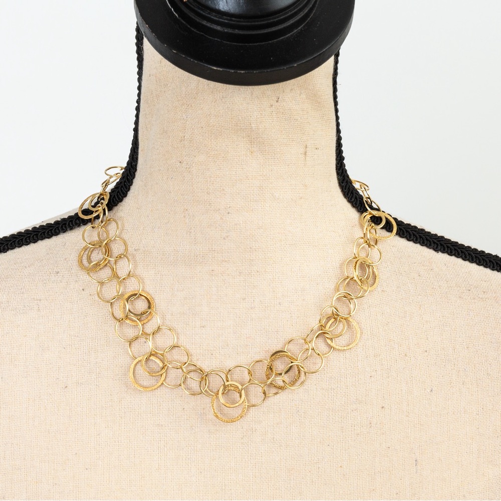 14K yellow gold choker necklace circular link necklace